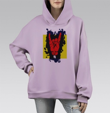 РОК, Hoodie Mono Fiolet, оверсайз, утепленная