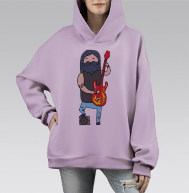 Рок звезда, Hoodie Mono Fiolet, оверсайз, утепленная