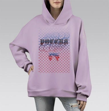 Россия, флаг, Hoodie Mono Fiolet, оверсайз, утепленная