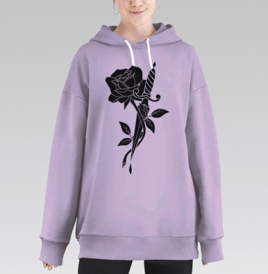 Роза с кинжалом, Hoodie Long Oversize Fiolet