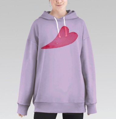 Розовые сердечки, Hoodie Long Oversize Fiolet