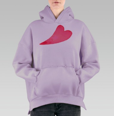 Розовые сердечки, Hoodie Oversize Fiolet, утепленная