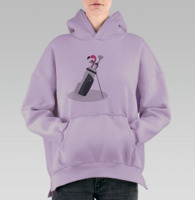 Розовый фламинго с гольф клубами сумка для игры, Hoodie Oversize Fiolet, утепленная