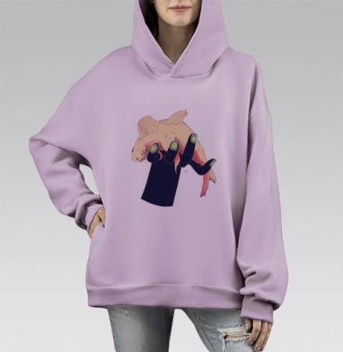 Рыбка, Hoodie Mono Fiolet, оверсайз, утепленная