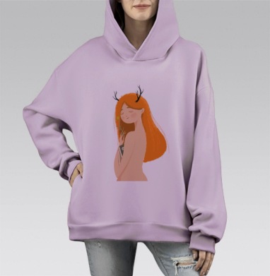 Рыжая рогатая, Hoodie Mono Fiolet, оверсайз, утепленная