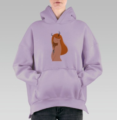 Рыжая рогатая, Hoodie Oversize Fiolet, утепленная