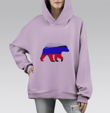 Rus Bear / Русский медведь, Hoodie Mono Fiolet, оверсайз, утепленная