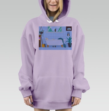 Русал в ванной, Hoodie Mjhigh Dig Mel, Fiolet, утепленная