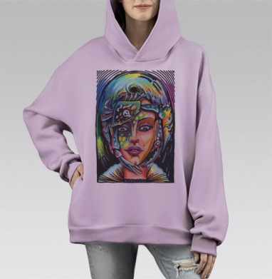 РУСАЛКАА, Hoodie Mono Fiolet, оверсайз, утепленная