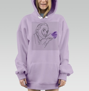 Сальвадор Дали художник с фиолетовой кистью творчества, Hoodie Mjhigh Dig Mel, Fiolet, утепленная