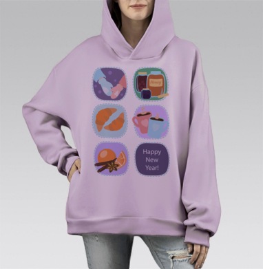 Самая лучшая зима, Hoodie Mono Fiolet, оверсайз, утепленная
