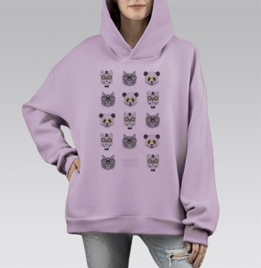 Самоделка vse_1.png, Hoodie Mono Fiolet, оверсайз, утепленная