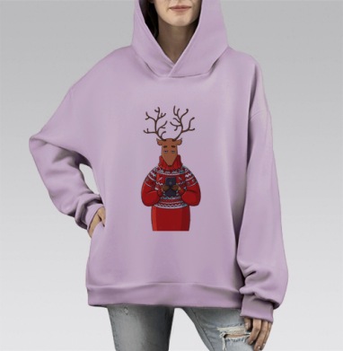 Селфи в тумане, Hoodie Mono Fiolet, оверсайз, утепленная