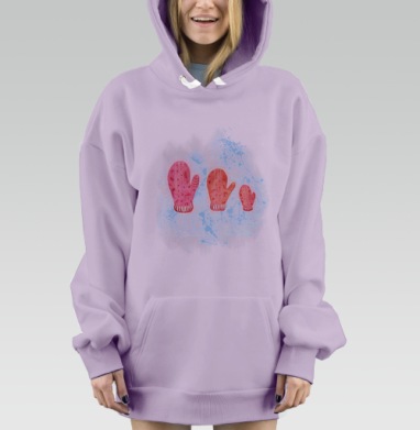 Семейные красные варежки зимой тепло покровительстве, Hoodie Mjhigh Dig Mel, Fiolet, утепленная