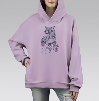 Сентябрьская сова, Hoodie Mono Fiolet, оверсайз, утепленная