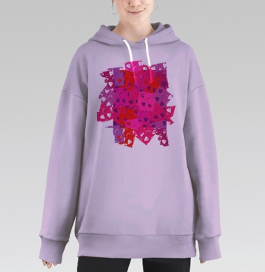 Сердца в квадратах, Hoodie Long Oversize Fiolet