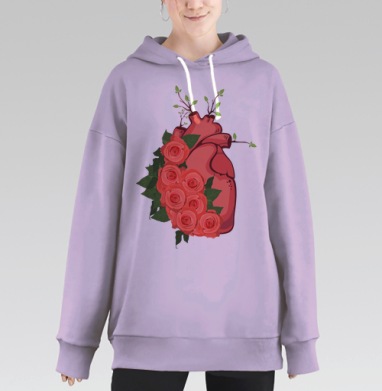 Сердце, Hoodie Long Oversize Fiolet