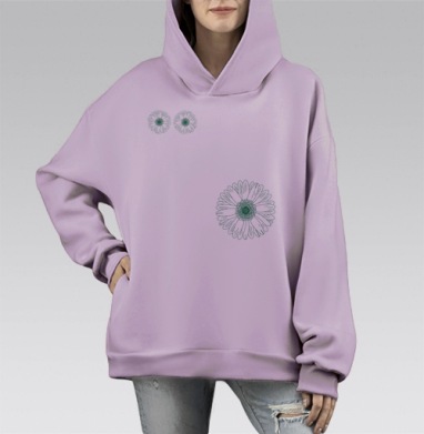 СЕРИЯ ЭКОМОДА ДВА, Hoodie Mono Fiolet, оверсайз, утепленная
