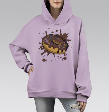 Шоколадный пончик, Hoodie Mono Fiolet, оверсайз, утепленная