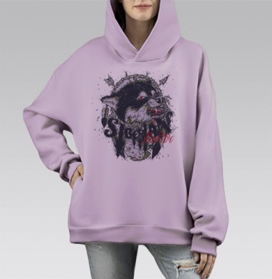 Сибирский охотник, Hoodie Mono Fiolet, оверсайз, утепленная