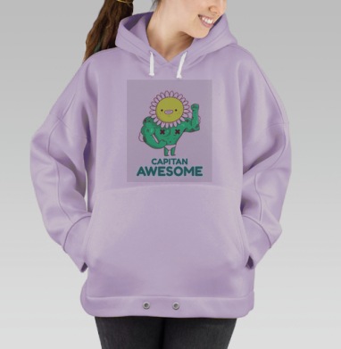 Сильный капитан с головой цветка в зеленых тонах капитан awesome, Hoodie Oversize Fiolet