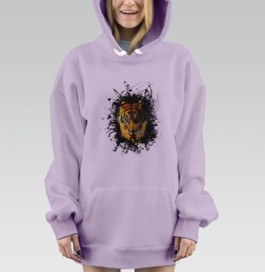 Сила тигра мощь дикой природы, Hoodie Mjhigh Dig Mel, Fiolet, утепленная