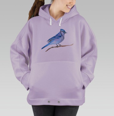 Синяя птица на ветке гармония природы красоты на ветке, Hoodie Oversize Fiolet