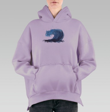 Синяя волна энергия воды свободы, Hoodie Oversize Fiolet, утепленная