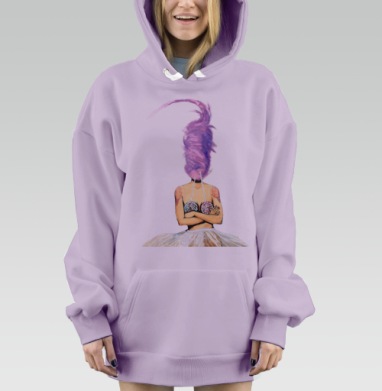Сказочная девушка с сиреневыми волосами и леденцами на груди, Hoodie Mjhigh Dig Mel, Fiolet, утепленная