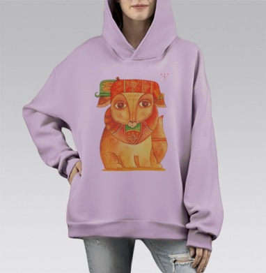 Сказочный Зверь, Hoodie Mono Fiolet, оверсайз, утепленная