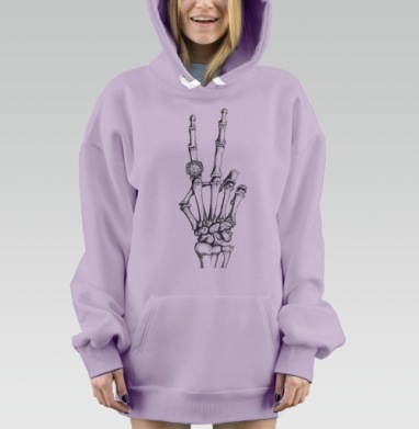 Скелет Победитель Знак Виктории, Hoodie Mjhigh Dig Mel, Fiolet, утепленная