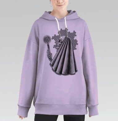 Скелет со свечой, Hoodie Long Oversize Fiolet