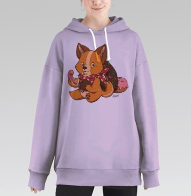 СЛАДКИЕ СОБАЧКИ - ПОНЧИК, Hoodie Long Oversize Fiolet