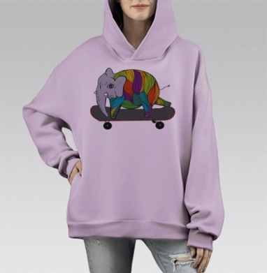 Слоно скейт, Hoodie Mono Fiolet, оверсайз, утепленная