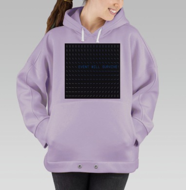 Смелый устойчивый текст с динамичными линиями выживет, Hoodie Oversize Fiolet