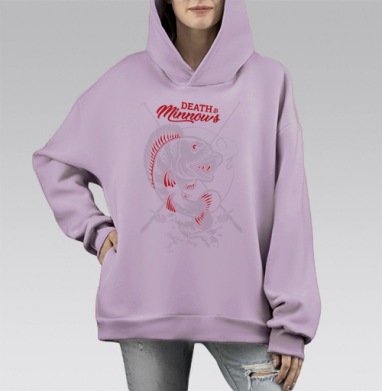 Смерть пескарям, Hoodie Mono Fiolet, оверсайз, утепленная