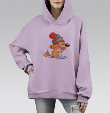 Снежный Бобик, Hoodie Mono Fiolet, оверсайз, утепленная