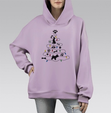 Собачий Новый год, Hoodie Mono Fiolet, оверсайз, утепленная