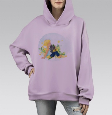Солнечные обнимашки, Hoodie Mono Fiolet, оверсайз, утепленная