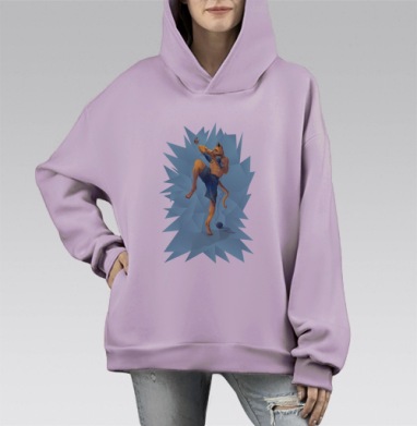 Спортивный кот, Hoodie Mono Fiolet, оверсайз, утепленная