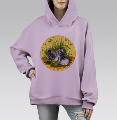 Старые кеды, Hoodie Mono Fiolet, оверсайз, утепленная