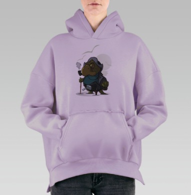 Старый морской  пират, Hoodie Oversize Fiolet, утепленная