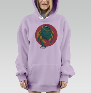 Стильный зелёный скарабея на красном фоне в кроссовках, Hoodie Mjhigh Dig Mel, Fiolet, утепленная