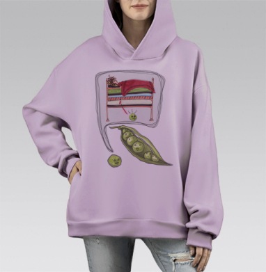 Иронiчный сюрприз: Принцесса на горошине, Hoodie Mono Fiolet, оверсайз, утепленная