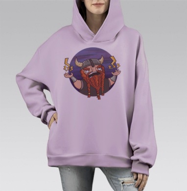 Суровый бородач, Hoodie Mono Fiolet, оверсайз, утепленная