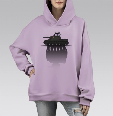 Танк КВ, Hoodie Mono Fiolet, оверсайз, утепленная