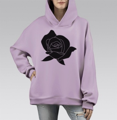 Тату роза, Hoodie Mono Fiolet, оверсайз, утепленная