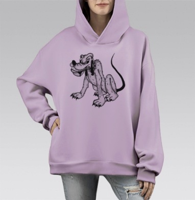 Темная сторона плутония, Hoodie Mono Fiolet, оверсайз, утепленная