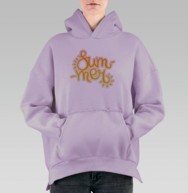 Тёплое летнее настроение с надписью Summer, Hoodie Oversize Fiolet, утепленная