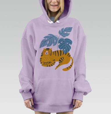 Тигра под монстерой, Hoodie Mjhigh Dig Mel, Fiolet, утепленная